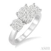 1 ctw Triple Circle Round Cut Lovebright Diamond Ring in 14K White Gold